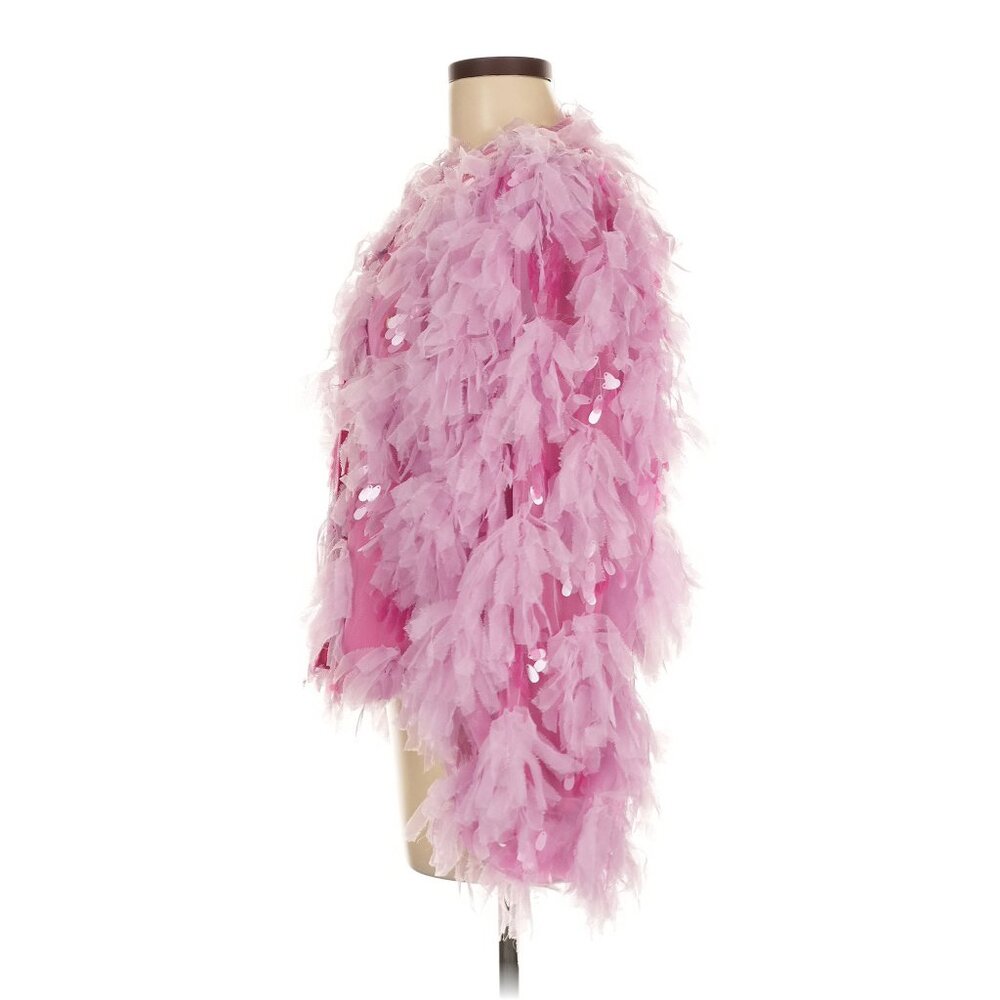 💥SHOWSTOPPER💥Jazzy 20's Flapper Style Fluffy Tiered Sequined Jacket in Pink - Picture 14 of 16